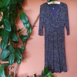 3/4 Sleeve Faux Wrap Dress